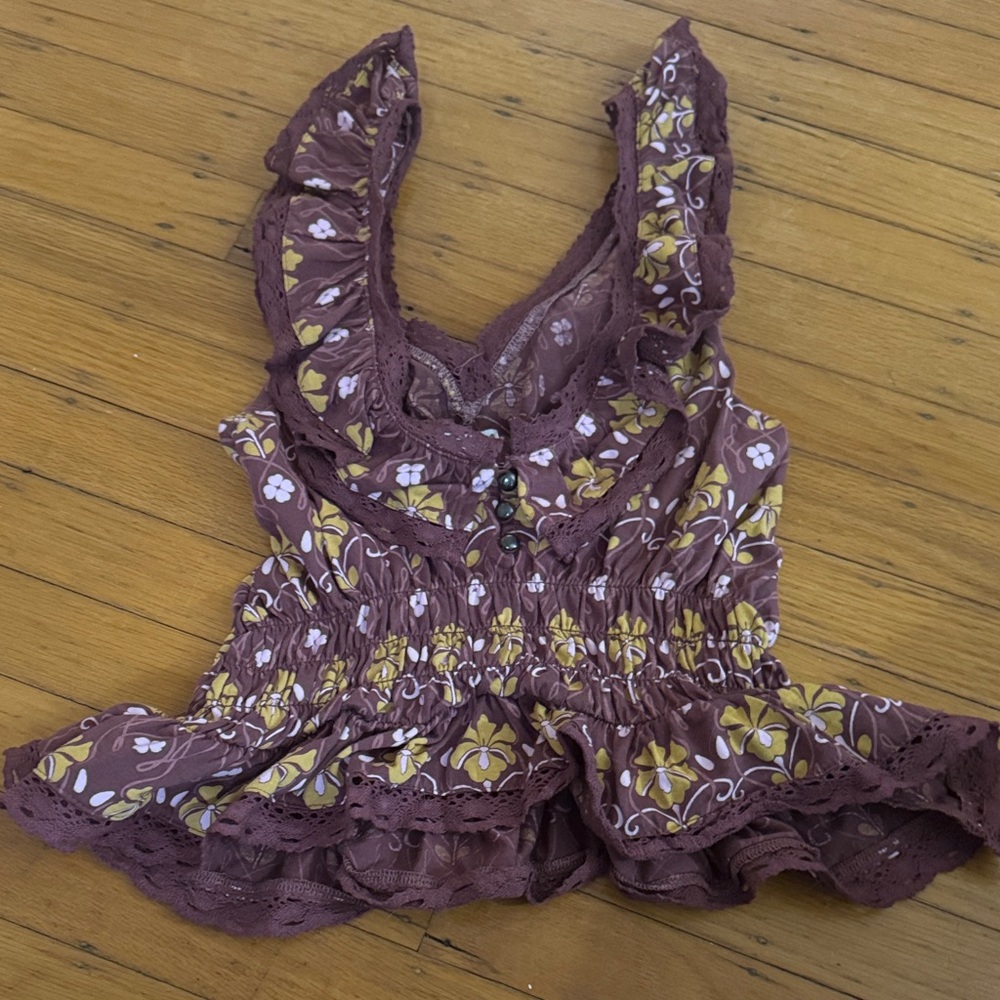 Kimchi Blue Purple and Yellow Floral Tunic